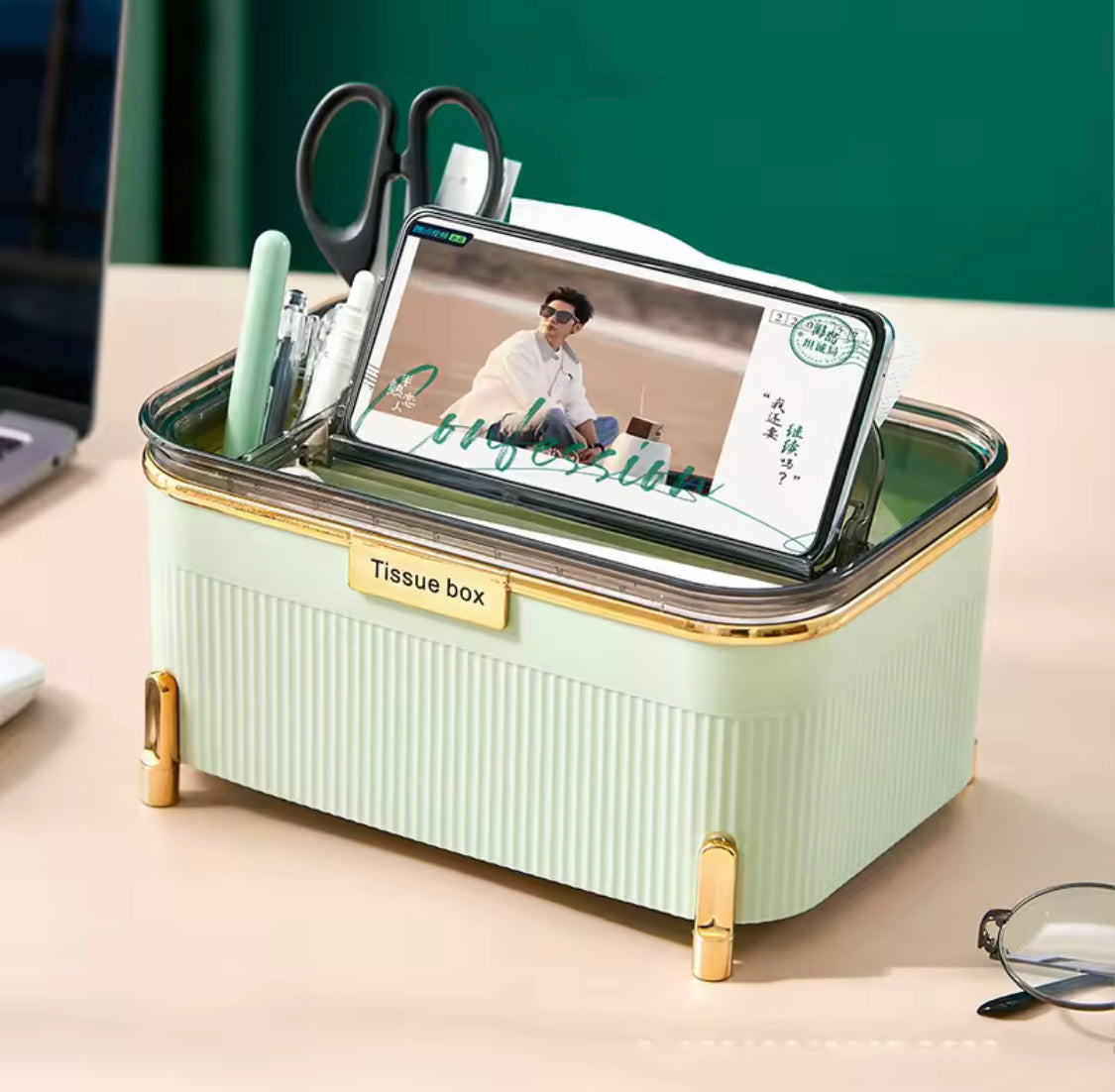 Light Luxury Living Room Tissue Box, Desktop Tissue Box With Mobile Phone Holder, Multifunctional Bathroom Tissue Storage Box Light Luxury Living Room Tissue Box, Desktop Tissue Box With Mobile Phone Holder, Multifunctional Bathroom Tissue Storage Box